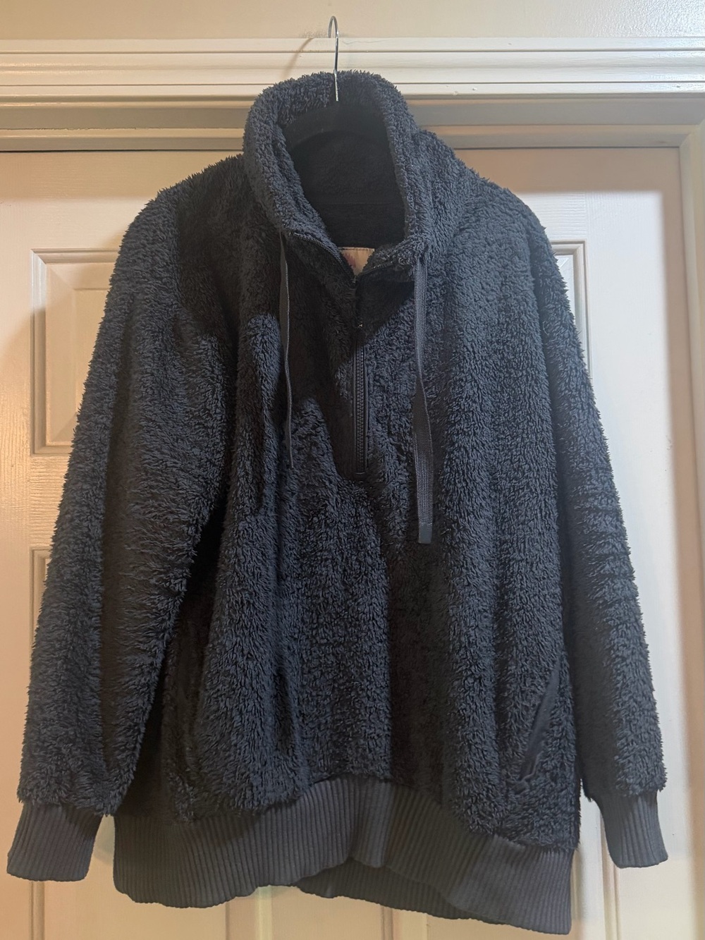 Members Mark Women's fuzzy fleece 3Quarter Zip Grey Size Med P2P 23”